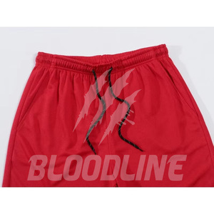 Shorts de sport pour homme BLOODLINE, rouge, séchage rapide, taille mi-haute, taille élastique, décontracté, camouflage, enduit PU, style Bermuda - Product Image 1
