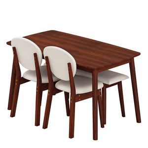 Juego de Comedor de 1 Mesa, 2 Sillas y 1 Banco, Acabado en Nogal Oscuro, Rectangular, Asientos Tapizados en Beige, Base de Goma - Product Image 5