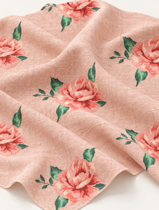 Tissu en coton Flex léger et écologique, imprimé peigné, couleur terre cuite vieillie, couleur avoine, style Caravan Boho, modèle Palmette Signature sur mesure - Product Image 4