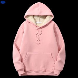 เสื้อฮู้ดดี้สีพื้นแบบขายส่ง สายรัดสีเข้มตัดกัน ผ้าฟลีซนุ่ม สวมใส่สบาย สไตล์ลำลอง สตรีทแวร์ ทรงหลวม - Product Image 3