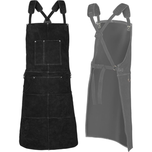 Top Sale Premium Durable Cowhide Leather Cooking <b>BBQ</b> <b>Apron</b> 6 Tools Packets Kevlar Thread Stitching Barber Barista <b>Aprons</b> - Product Image 1