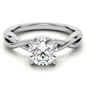 Colorless Moissanite Engagement <b>Ring</b> 925 Sterling Silver Wedding <b>Statement</b> <b>Ring</b> 1 Carat Round Cut Twisted <b>Ring</b> - Product Image 2