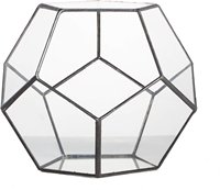 Support à bougie géométrique en laiton avec panneaux en verre pour la décoration de la maison