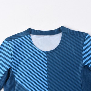 Camiseta Deportiva Personalizada para Hombre, Manga Corta, Ajustada, Azul a Rayas, Absorbe la Humedad, Transpirable, Secado Rápido, para Todas las Temporadas - Product Image 4