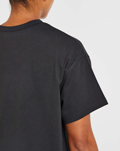 Nuevo Conjunto de 2 Piezas para Mujer, Cuello Redondo, Manga Corta, Corte Holgado, 100% Algodón, Color Sólido, Secado Rápido, Verano, Casual, Negro - Product Image 2