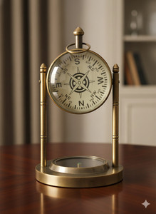 Vintage Table <b>Clock</b> Antique Nautical Brass <b>Clock</b> Round Analog Decorative Maritime Timepiece for Home Office <b>Desk</b> Decor - Product Image 3