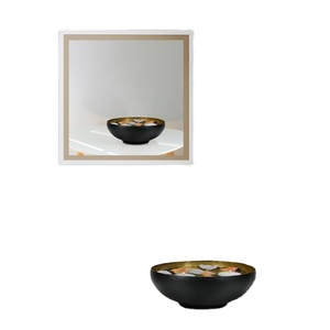 Bol en métal noir poli de haute qualité, forme profonde, style américain, pour un intérieur moderne, élégant et décoratif - Product Image 1