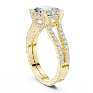 Anillo de Compromiso y Boda para Mujer, Diseño de Dos Piezas, Oro Sólido de 14k, Certificado IGI, Diamante Cultivado en Laboratorio de 1.50 CT, Corte Asscher, E VS1 - Product Image 3
