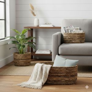 Ensemble de 3 paniers SOSIS en écorce de bananier, artisanat - Product Image 4