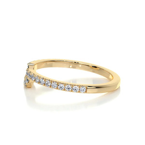 Bague de mariage en or jaune sertie de diamants de laboratoire taillés en croissant - Product Image 6