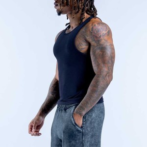 Camiseta sin Mangas de Punto para Hombre, Color Sólido, Estilo Casual Urbano, Spandex/Algodón, Transpirable, Secado Rápido, para Deporte y Fisicoculturismo - Product Image 4