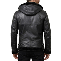 Nouvelle veste en cuir pour homme, style jeune, en cuir véritable, avec capuche en fourrure, pour l'automne et l'hiver