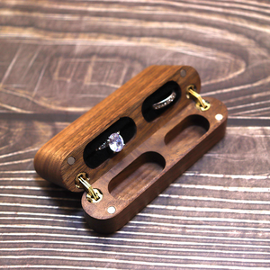 Premium Handmade Wooden Double <b>Ring</b> Jewelry <b>Storage</b> Box with Velvet Interior and Brass Hinges - Product Image 4