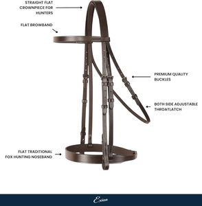 Brida Tradicional Hunter con Riendas Encajadas, Brida Inglesa de Cuero Premium para Caballos, Brida de Salto, Equipo Ecuestre - Product Image 2
