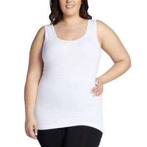 Camiseta sin mangas de punto de color liso para mujer, cuello redondo, uso casual, largo regular, color granate - Product Image 3