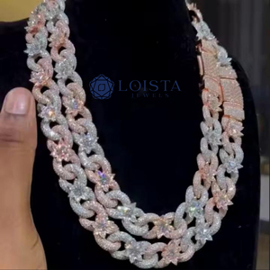 สร้อยคอหรูหรา LOISTA ชุบทองคำสีกุหลาบ ประดับเพชรโมอิสซาไนต์ ดีไซน์รูปดอกไม้ เหมาะสำหรับทั้งชายและหญิง ใช้ในงานปาร์ตี้ - Product Image 2