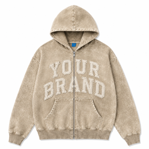 Custom Embroidered <b>Zip</b>-<b>Up</b> Hoodie 100% Cotton Oversized Casual Men's Hooded <b>Zip</b> <b>up</b> Hoodie Autumn Washed French Terry <b>Hoodies</b> - Product Image 1