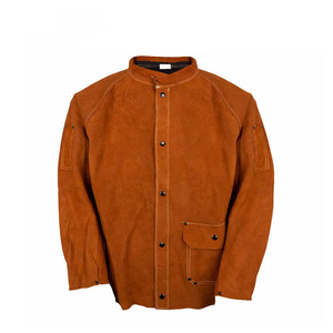 Veste de soudeur en cuir de vachette pleine fleur haute performance, résistante à la chaleur et aux étincelles, protection corporelle, vêtements de travail pour soudeurs - Product Image 1