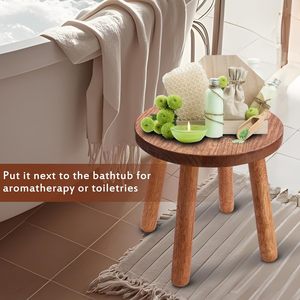 Taburete Redondo Pequeño de Madera, Reposapiés Bajo de Madera, Banco para Niños y Adultos, Soporte para Exhibición de Plantas, Decoración del Hogar, Venta al por Mayor - Product Image 2