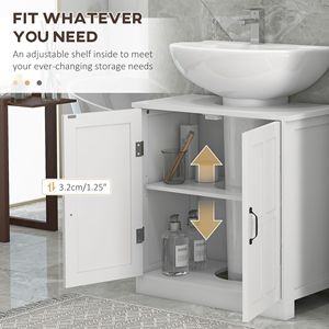 Mobile Bagno Moderno Bianco in PVC con Lavabo, Mobiletto a Colonna, Ripiano Regolabile, Impermeabile, Ideale per Hotel, con Lavabo in Ceramica - Product Image 6