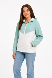 Wholesale Customizable Hooded Windbreaker Jacket Quarter Zip Casual Style Unisex Spring Wear Light Weight Polyester - Product Image 2