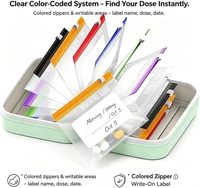 Estuche Impermeable Reutilizable para Pastillas con Cierre, 14 Compartimentos Codificados por Color, para Viajes, Almacenamiento de Vitaminas y Suplementos