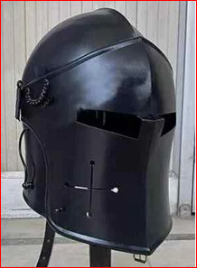 Casque noir Barbuta, casque médiéval de chevalier templier croisé, armure noire - Product Image 3
