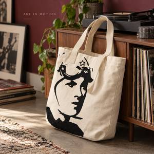 Printed Cotton <b>Canvas</b> <b>Tote</b> <b>Bag</b> with Rope Handles for Shopping | Reusable Natural Blank Shopping <b>Bag</b> with Printed Artwork Design - Product Image 4