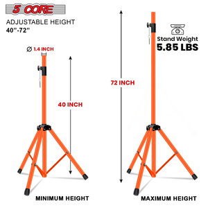 5 Core Metal Heavy Duty Adjustable 72" <b>Speaker</b> Stand Tripod Pair with Universal Mount for PA <b>DJ</b> Studio Use Includes Bag - Product Image 3