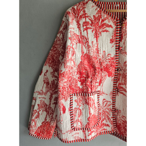 Chaqueta acolchada de algodón para mujer, hecha a mano, con estampado animal, estilo kimono con abertura frontal y bolsillos delanteros, regalo para ella, para primavera y otoño. - Product Image 4