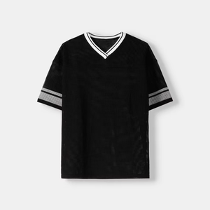 Maillot de football unisexe noir en mesh, col en V, sans manches, respirant, en polyester, uniforme toutes saisons, vêtements de sport pour adultes, nom d'équipe personnalisé - Product Image 1