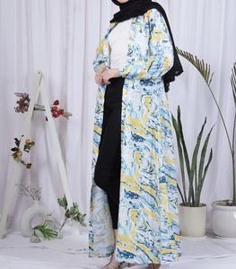 Wholesale Beautiful Dubai Women Abaya Traditional Islamic Muslim Clothing & <b>Accessories</b> <b>Floor</b> Length Front Open Long Sleeves - Product Image 4