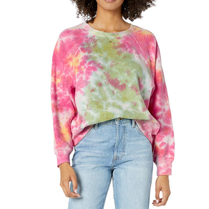 Sudadera Oversize de Cuello Redondo con Estampado Tie Dye para Mujer, Manga Larga, Tejida, 100% Algodón, Informal, para Otoño e Invierno - Product Image 1