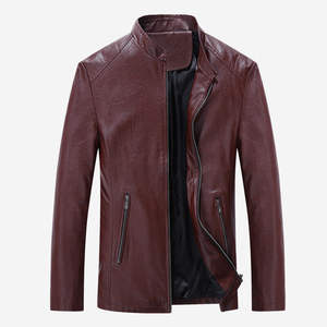Chaqueta de moda británica de cuero de PU para hombre personalizada para motocicletas ropa de temporada de invierno con cuello levantado Delgado - Product Image 4