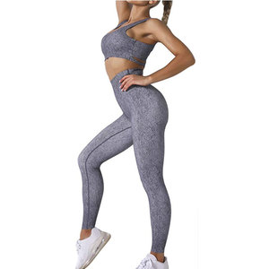 Best Selling <b>Women's</b> Yoga Set-Solid <b>Pattern</b> Breathable Lightweight Spandex/Nylon 2-Piece with Front Logo & Elastic Waistband - Product Image 3
