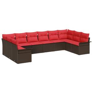 Ensemble de canapés de jardin en polyrotin marron avec coussins, 10 pièces, meubles d'extérieur confortables - Product Image 2