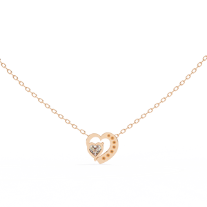 Collier pendentif double cœur en or rose 14 carats au design unique, serti de diamants de laboratoire avec accents pavés, bijoux fins - Product Image 4