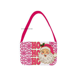 Bolso de hombro bordado navideño, diseño de rayas rosas con cuentas, bolso de moda con una sola correa, bolso personalizado para mujer para la temporada navideña - Product Image 3