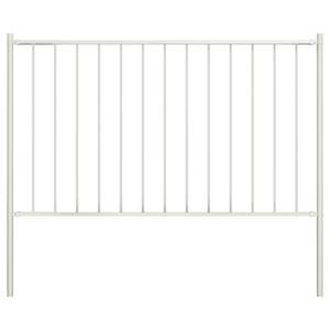 Panel de Cerca de Acero con Recubrimiento en Polvo Blanco de 5.9 pies x 3.3 pies con Postes y Placa Decorativa - Product Image 1