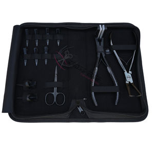 Kit de herramientas de extensión de cabello de calidad profesional con removedor de microperlas, alicates, tijeras mini para cortar hilos, agujas curvas y juego de protectores para dedos - Product Image 1