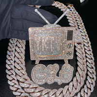 Pendentif Hip Hop personnalisé en argent S925 plaqué or rose, serti de diamants de laboratoire et de moissanite VVS, avec lettre personnalisée certifiée