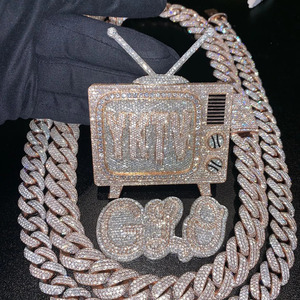 Colgante Personalizado Chapado en Oro Rosa con Diamantes Cultivados en Laboratorio S925, Estilo Hip Hop, Letra Personalizada, Moissanita VVS, Certificado GIA - Product Image 6