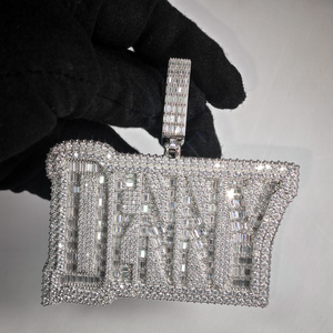 Collar con Colgante de Nombre Familiar con Diamantes Cultivados en Laboratorio, Plata 925, Letra Rectangular con Incrustaciones de Diamantes, para Hombre y Mujer, Regalo Personalizado de Lujo - Product Image 4