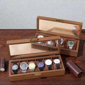 3,6,10,12 Slot Natural Wooden Watch Box Hanging Option Eco-Friendly Glass <b>Top</b> Display Case for Collectors Modern Rustic Style - Product Image 3