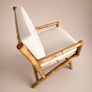 Fauteuil en bambou en gros avec coussins épais et dossier, design modulable, chaise d'appoint naturelle pour salon, hôtel, complexe hôtelier - Product Image 2