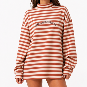 Sudadera de Cuello Alto para Mujer, Algodón Premium, Manga Larga, Estilo Casual Relajado, Fabricante OEM ODM - Product Image 1