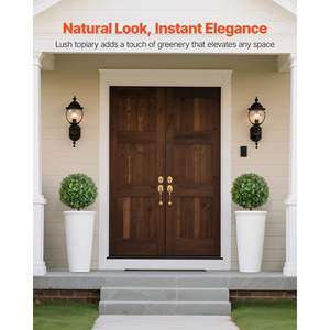 Ensemble de 22 pouces de arbres artificiels en buis, faux arbustes, plantes en pot avec piquet de sol, fausse soie, aspect réaliste, décoration avant - Product Image 2