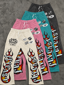 Pantalon de survêtement Rexfit Sports personnalisé avec strass et bande latérale, imprimé graphique, coupe large, en molleton épais, style streetwear pour homme - Product Image 2