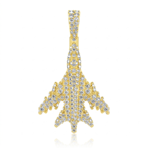 Colgante de Avión a Reacción Personalizado de Plata 925 Bañado en Oro con Diamantes Cultivados en Laboratorio, Estilo Minimalista y Moderno, Amuleto de Collar Unisex, Regalo Hip Hop - Product Image 1