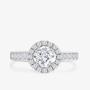 Bague de fiançailles en or blanc 14 carats avec halo pavé de diamants de laboratoire ronds de 1,20 carat - Product Image 4